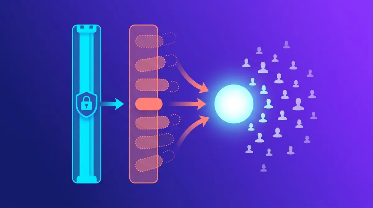 Diagram of Facebook ad targeting in 2026 split into two columns, audience controls as hard guardrails Meta will not cross and audience suggestions as soft hints Meta expands past, feeding an Advantage plus audience that finds converters